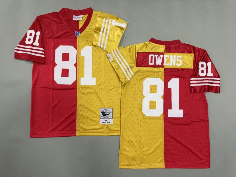Men 2025 San Francisco 49ers #81 Owens red yellow Throwback Limited NFL Jersey style 001->san francisco 49ers->NFL Jersey